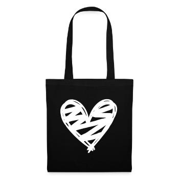 Cœur - Sac en tissu - noir - Devant