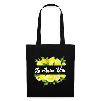 Dolce Vita Zitronen Logo - Stoffbeutel - Schwarz - Vorne