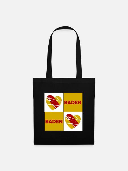 Baden Herz Quadrat - Stoffbeutel - Schwarz