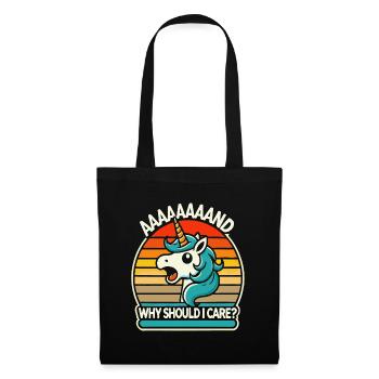 Unicorn Retro Sonnenuntergang Meme Mir egal - Stoffbeutel - Schwarz - Vorne