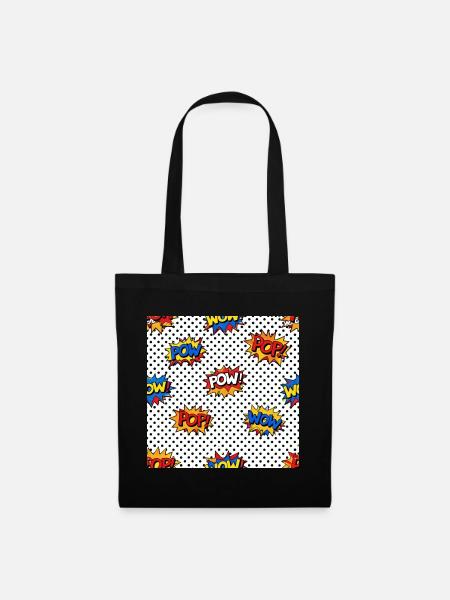 Pop-Art-Comic-Burst-Muster - Stoffbeutel - Schwarz