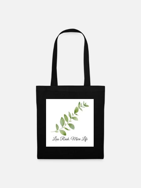 Less Rush, More Life | Minimalist Botanical Vintag - Stoffbeutel - Schwarz