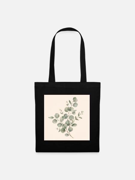 Less Rush, More Life | Vintage Eucalyptus Design - Stoffbeutel - Schwarz