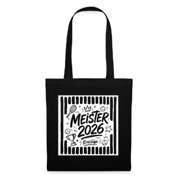 ennis Meister 2026, Kreisliga Sieger Shirt weiß - Stoffbeutel - Schwarz - Vorne