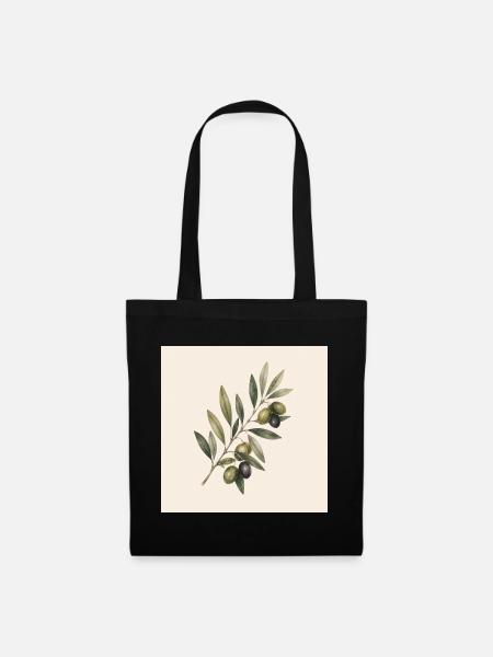Peace Grows Here | Vintage Olive Branch Botanical - Stoffbeutel - Schwarz