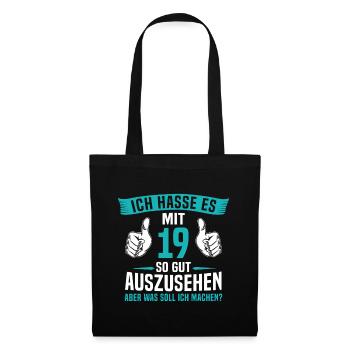 19 Jahre 19. Geburtstag Mann Frau 19 Jahre - Stoffbeutel - Schwarz - Vorne