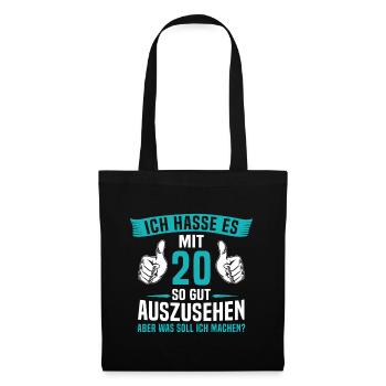 20 Jahre 20. Geburtstag Mann Frau 20 Jahre - Stoffbeutel - Schwarz - Vorne