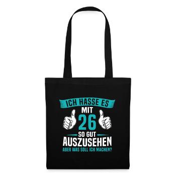 26 Jahre 26. Geburtstag Mann Frau 26 Jahre - Stoffbeutel - Schwarz - Vorne