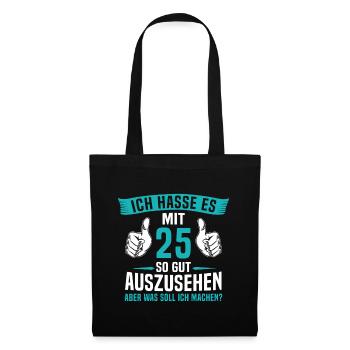 25 Jahre 25. Geburtstag Mann Frau 25 Jahre - Stoffbeutel - Schwarz - Vorne