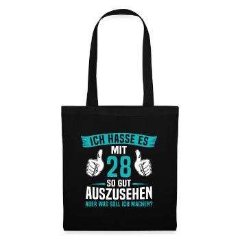 28 Jahre 28. Geburtstag Mann Frau 28 Jahre - Stoffbeutel - Schwarz - Vorne