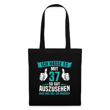 37 Jahre 37. Geburtstag Mann Frau 37 Jahre - Stoffbeutel - Schwarz - Vorne