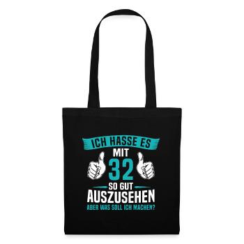 32 Jahre 32. Geburtstag Mann Frau 32 Jahre - Stoffbeutel - Schwarz - Vorne