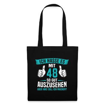 48 Jahre 48. Geburtstag Mann Frau 48 Jahre - Stoffbeutel - Schwarz - Vorne