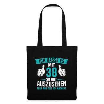 38 Jahre 38. Geburtstag Mann Frau 38 Jahre - Stoffbeutel - Schwarz - Vorne
