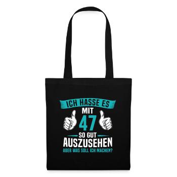 47 Jahre 47. Geburtstag Mann Frau 47 Jahre - Stoffbeutel - Schwarz - Vorne