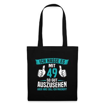 49 Jahre 49. Geburtstag Mann Frau 49 Jahre - Stoffbeutel - Schwarz - Vorne