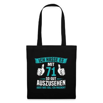 71 Jahre 71. Geburtstag Mann Frau 71 Jahre - Stoffbeutel - Schwarz - Vorne