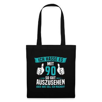 90 Jahre 90. Geburtstag Mann Frau 90 Jahre - Stoffbeutel - Schwarz - Vorne