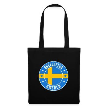 Skelleftea Swedish Flag Circle Emblem - Tote Bag - black - Front