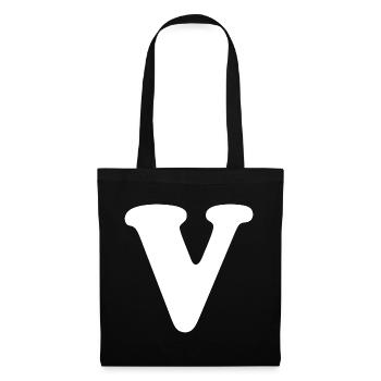 Large V Style Print | Letter V | V Logo - Tote Bag - black - Front
