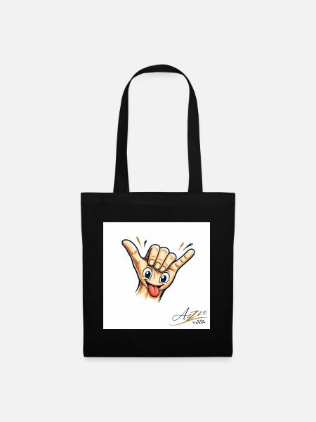 Shaka Hand Cartoon with Tongue - Tote Bag - black