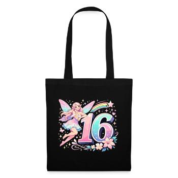 Elfe du 16e anniversaire – Design graphique pastel - Sac en tissu - noir - Devant