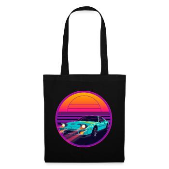 Retro-80er-Jahre-Synthwave-JDM-Stil-Sportwagendesign - Stoffbeutel - Schwarz - Vorne