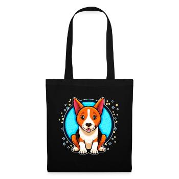 Basenji Dog (portrait comique) - Sac en tissu - noir - Devant