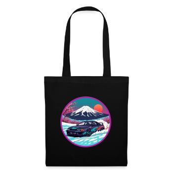 Retro 90er JDM Mt Fuji Skyline R32 Synthwave-Kunst - Stoffbeutel - Schwarz - Vorne