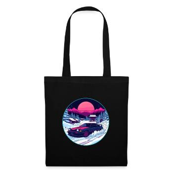 Retro 80er JDM Winter Drift AE86 Synthwave-Kunst - Stoffbeutel - Schwarz - Vorne