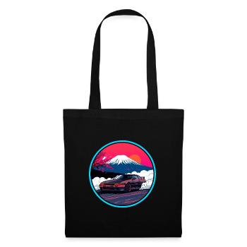 Retro 80s JDM AE86 Mt Fuji Drift Synthwave Art - Tote Bag - black - Front