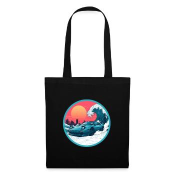Retro 90s JDM NSX Great Wave Sunset Emblem - Tote Bag - black - Front