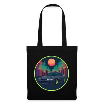 Retro 90er JDM R32 Forest Neon Moon Emblem - Stoffbeutel - Schwarz - Vorne