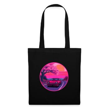 Retro 80s JDM FC Coupe Sakura Sunset Emblem - Tote Bag - black - Front