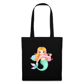 Sirène de bande dessinée avec coquillage – Design magique - Sac en tissu - noir - Devant