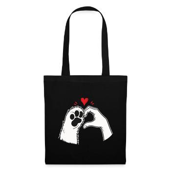 T-shirt Amour de Chat Patte Main Coeur - Sac en tissu - noir - Devant