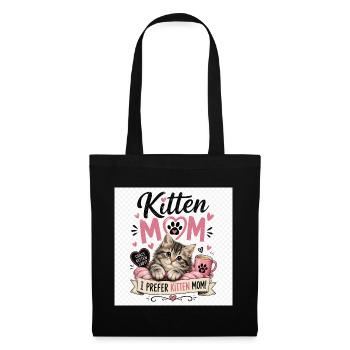 Kitten Mom Herz Motiv - Stoffbeutel - Schwarz - Vorne