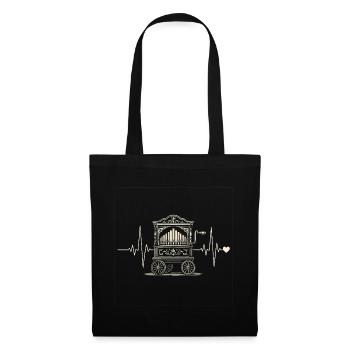 Battement de cœur d’orgue à baril | Motif musical de vielle à roue - Sac en tissu - noir - Devant
