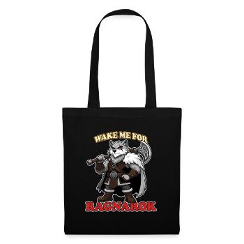 Réveille-moi pour Ragnarok Mascotte drôle de loup viking - Sac en tissu - noir - Devant