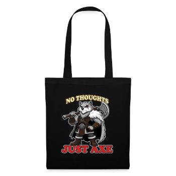 No Thoughts Just Axe Funny Viking Wolf Mascot - Tote Bag - black - Front