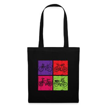 Farbenfrohe, unruhige Fahrrad-Popkunst - Stoffbeutel - Schwarz - Vorne