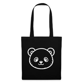 Cute Panda Sketch – Fluffy Animal Motif - Tote Bag - black - Front