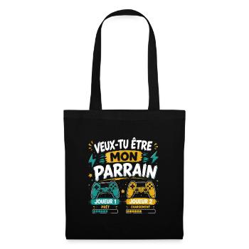 Veux-tu être mon parrain, Demande parrain gamer - Sac en tissu - noir - Devant