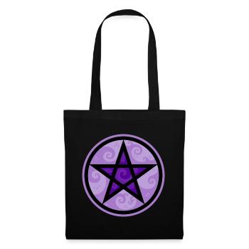 Pentacle - pentagram in circle with purple swirls - Tote Bag - black - Front