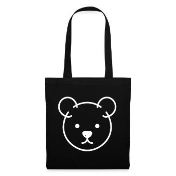 Bärenkopf One Line – minimalistisches Logo Motiv - Stoffbeutel - Schwarz - Vorne