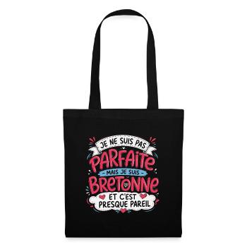 Je ne suis pas parfaite mais je suis bretonne - Sac en tissu - noir - Devant