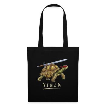 Lustige Ninja Landschildkröte mit Schwert - Stoffbeutel - Schwarz - Vorne