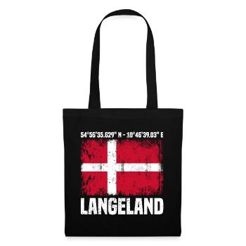Langeland Koordinaten - Stoffbeutel - Schwarz - Vorne