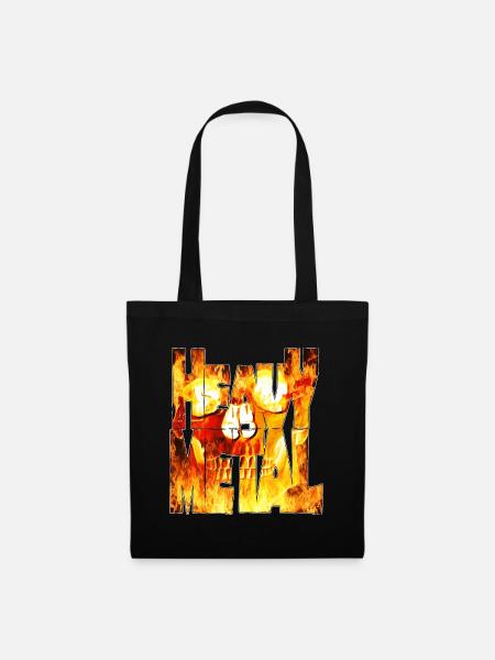 Lettrage en métal lourd du Crâne enflammé - Sac en tissu - noir