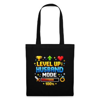 Level Up Husband Mode Gamer Ehemann Retro JGA - Stoffbeutel - Schwarz - Vorne